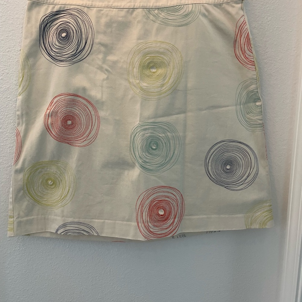 Boden Cream Skirt with Multicolor Swirl Patterns